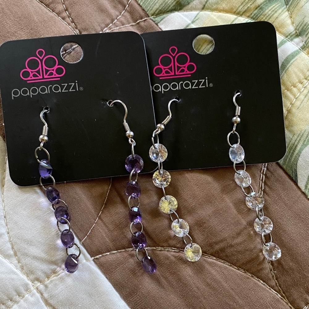 Paparazzi Purple and diamond Beaded Earrings